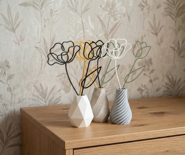 Fleurs déco style trait minimaliste - 3
