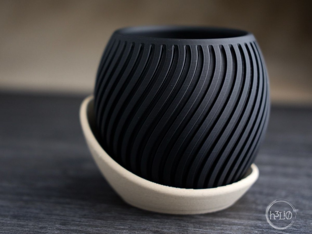 Cache-pot ondulé avec soucoupe - 1
