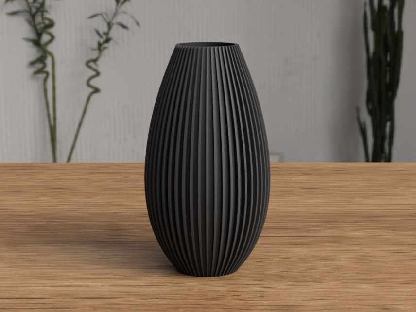 Vase moderne nervuré (Gris)