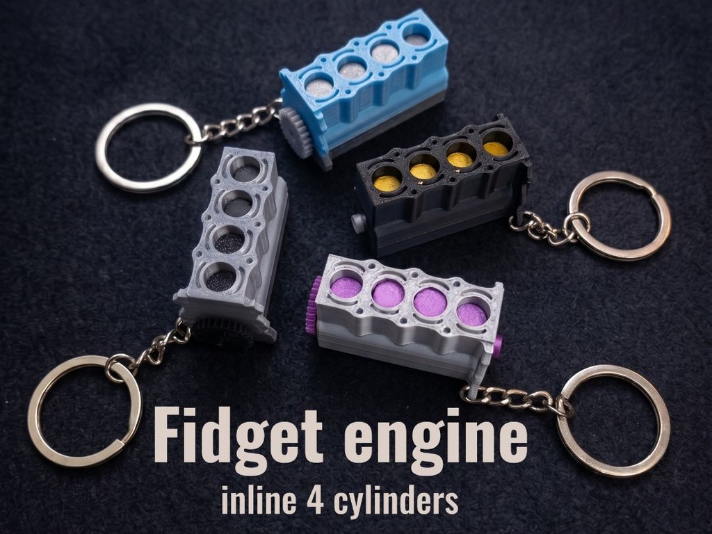 Lot de 3 Porte-clés Moteur Animé Antistress