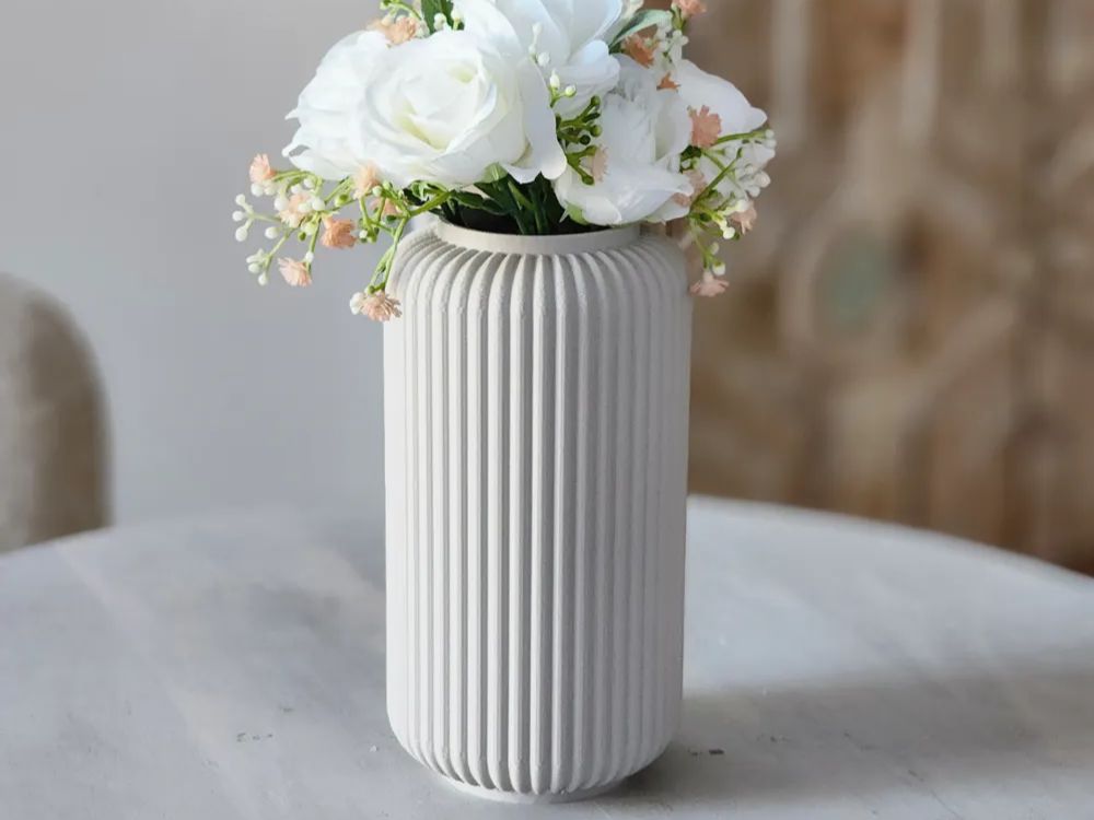 Vase cannelé contemporain (Gris)